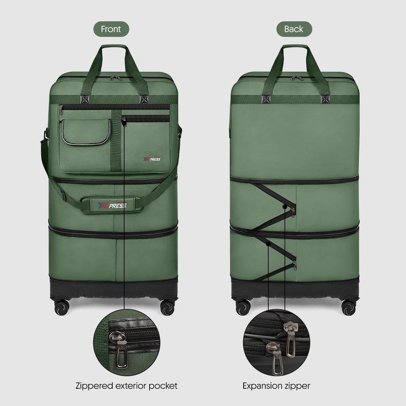 36'' Duffel Bag Suitcases with Wheels,Expandable Foldable Luggage Bag with