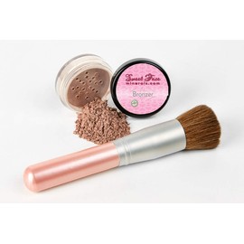 BRONZER with BRONZING BRUSH Mineral Makeup Bronzing Warmth Tanning Powder Bare Face Sun Glow Foundation