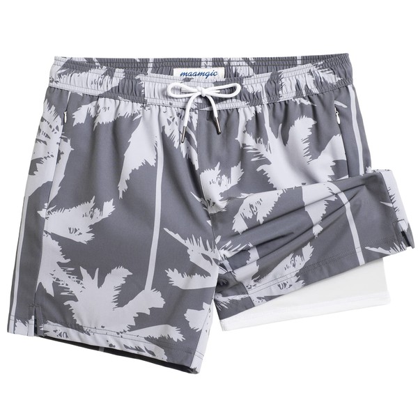maamgic 5inch Mens Swim Trunks with Compression Liner 2-in-1 Swimming