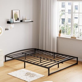 dainslef Low Bed Frame Queen Size, 10 Inch Heavy Duty Metal Platform Queen Bed Frame Low Profile, Mattress Foundation, No Box Spring Needed, Noise-Free, Non-Slip, Easy Assembly, Black