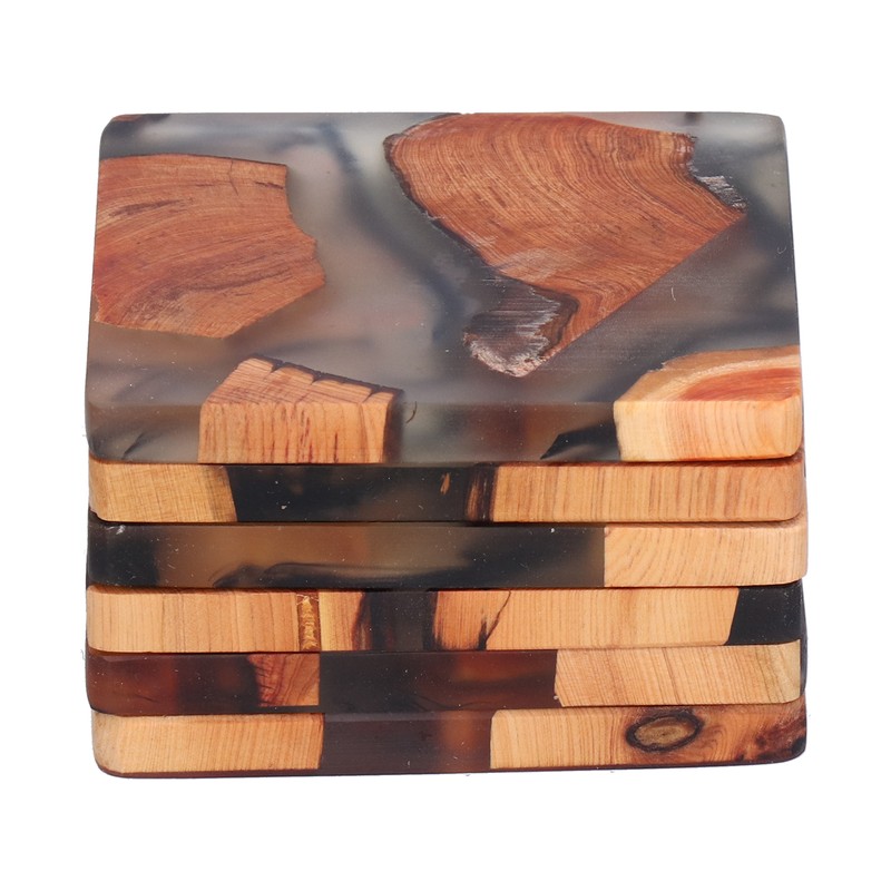 6Pcs Wood Coasters Innovative Insulation Cup Mat Pad Craft Works