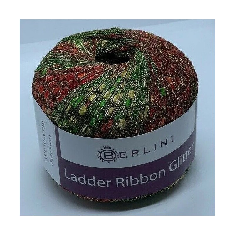 Berlini Ladder Ribbon Glitter Yarn 40 Autumn Leaves 50gr 142y