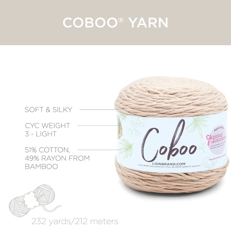 Lion Brand Yarn Coboo Yarn, Tan, 1 Skein