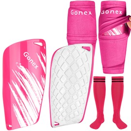 Gonex Soccer Shin Guards for Kids Adult, Youth Boys Girls Shin Guards Slip in Shin Pad Sleeves Canilleras with Long Soccer Socks for Football Games, EVA Cushion Protection Reduce Shocks