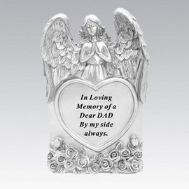 David Fischhoff Silver Praying Angel Heart Dad Memorial Standing Plaque DF18577-D