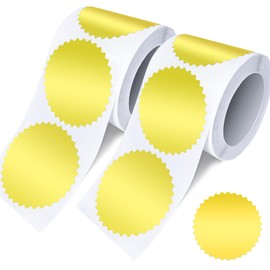 500pcs Embossing Stickers Self Adhesive Label, Gold Metallic Stickers with Serrated Edge 2'', Blank Seal Stickers for Sealing, Awards, Embossing, Certificates, and Envelopes (gold)