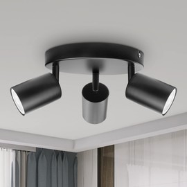 Dehobo Ceiling Spotlight Indoor in Matt Black - 3 Adjustable Spot Lights GU10 Industrial 3 Way Light Ceiling Spot Light for Kitchen Lounge Bedroom Dining Room