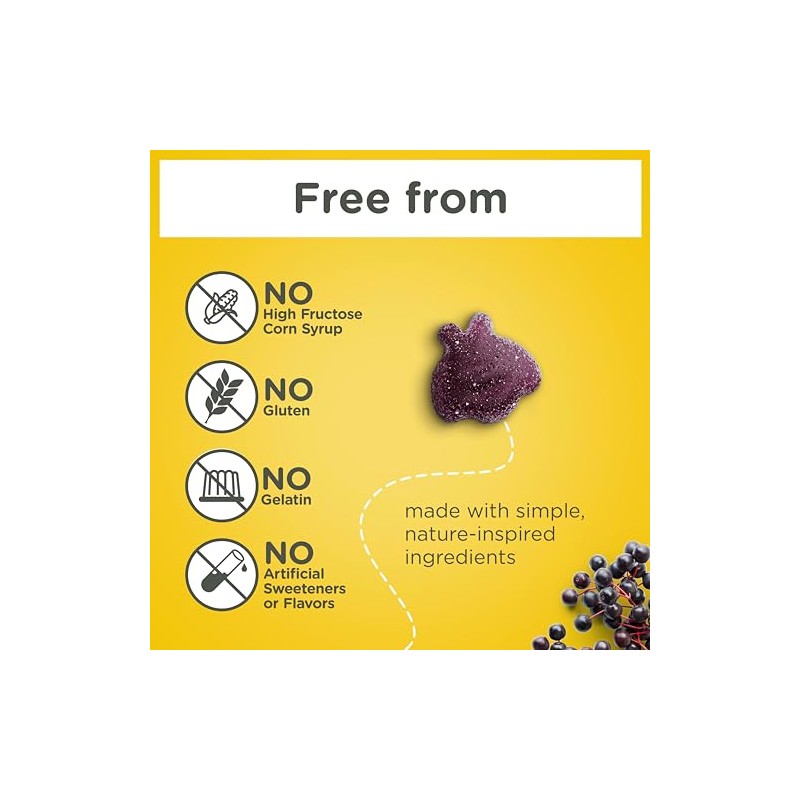 Zarbee’s Daily Immune Support* Gummies with Real Elderberry, Vitamins A,