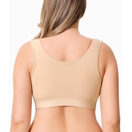 BRABIC Front Closure Post Surgery Compression Bras for Women Mastectomy Bra with Adjustable Straps Wirefree Beige