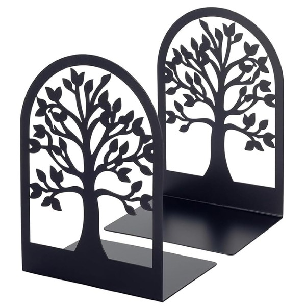 Metal Book Ends, Heavy Duty Bookends, 1 Pairs Black Book