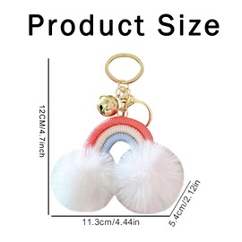 GETFACAI Rainbow Keyring, Pom Pom Keyring, Rainbow Fluffy Keychain, Fluffy Ball Keychain, Soft Spherical Keychain Decoration, Suitable for Decorating Women's Handbags and Backpacks