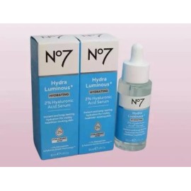 NO7 HYDRA LUMINOUS + HYDRATING 2% HYALURONIC ACID SERUM 1 OZ LOT OF 2
