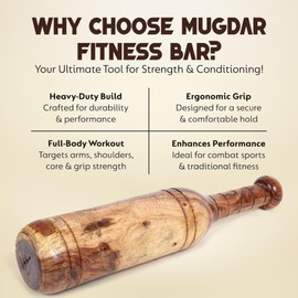 KNK MUGDAR FITNESS BAR INDIAN CLUB MUDGAR BHEEM MACE SHOULDER EQUIPMENT MEEL KARLA KATAI MUGDAL FITNESS DURABLE WOODEN EQUIPMENT (4 to 5 KG)