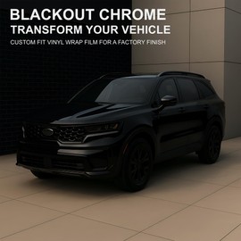 BOGAR TECH DESIGNS Side Badge Chrome Delete Overlay Film Compatible with Kia Sorento 2021-2023, Gloss Black