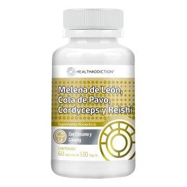 Melena de León · Cordyceps · Cola de Pavo · Reishi • 60 cápsulas | Enfoque, Energía y Defensas Naturales