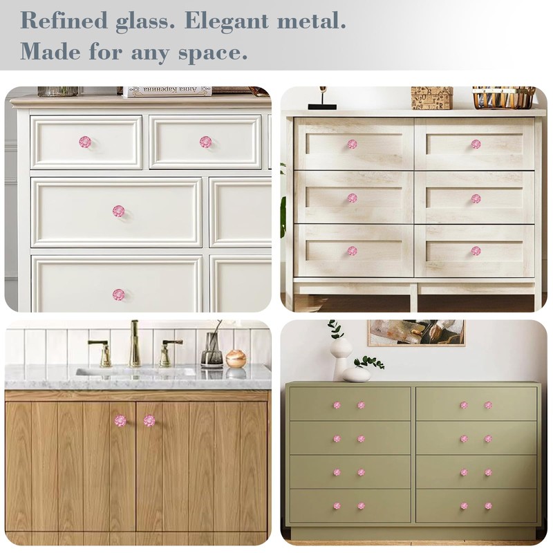 POZEAN Crystal Drawer Knobs 30 Pack, 1-9/16 inch Cabinet Knobs