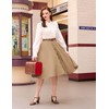 Vintage Button A-Line Midi Skirt Stretch High Waisted Midi Skirt