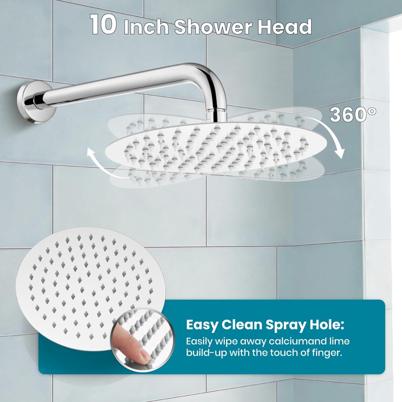 gotonovo Rain Shower System with 10 Inch Round Showerhead and