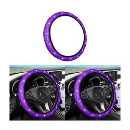 JNNJ Steering Wheel Cover, Diamond Soft Leather Steering Wheel Cover, Bling Elastic Steering Wheel Protector with Sparkly Crystal Rhinestones, Auto Accessories Universal for Truck Van(Purple)