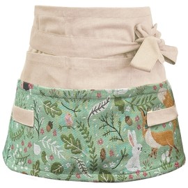 MILCIL Garden Apron for Woman, Serve Flora Half Apron with 8 Pockets, Valentines Gift for Mom Wife Girlfriend