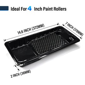 Great Andrew Jumbo Paint Roller Tray Liner 4 Inch, 12 PCS Disposable Small Plastic Paint Trays Liners Perfect for Smaller Projects, DIY Painting etc. (Black)