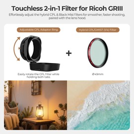 Freewell The Real Lens Hood for Ricoh GRIII GR3 – CPL/Mist Filter, Touchless Filter Operation & Flipable Design