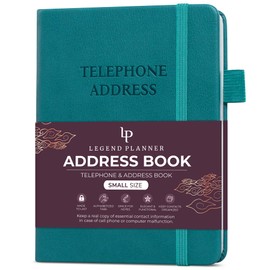Legend Planner Address Book with Alphabetical Tabs – Mini Telephone Address Book for Phone Numbers, Addresses, Email Contacts, Passwords & Important Dates – Small Size, 4.3x5.7″, Hardcover, Dark Teal
