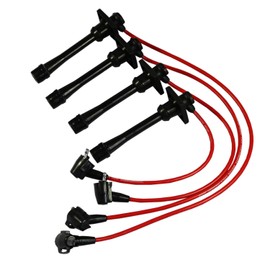 Spark Plug Wires Set 5MM Replacement for Geo Prizm Toyota Celica Corolla 1.6L 1.8L 1993-1997 Replace 94853682, 90919-22327, 9091922327, 71-4168, 6714168, 9485368, 55910 Ignition Wire Set of 4 Red