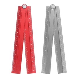 sourcing map 2pcs Folding Straight Rulers 30cm Metric Aluminum Alloy Protractor Digital Angle Ruler Geometric Measuring Tool with Angle Line for Architects Artists Office, 2 Colors