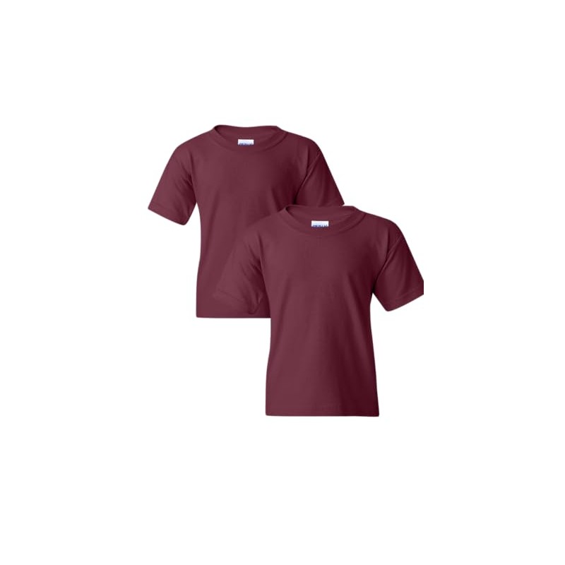 Gildan Youth Heavy Cotton T-Shirt, Style G5000B, 2-Pack (Small, Maroon)