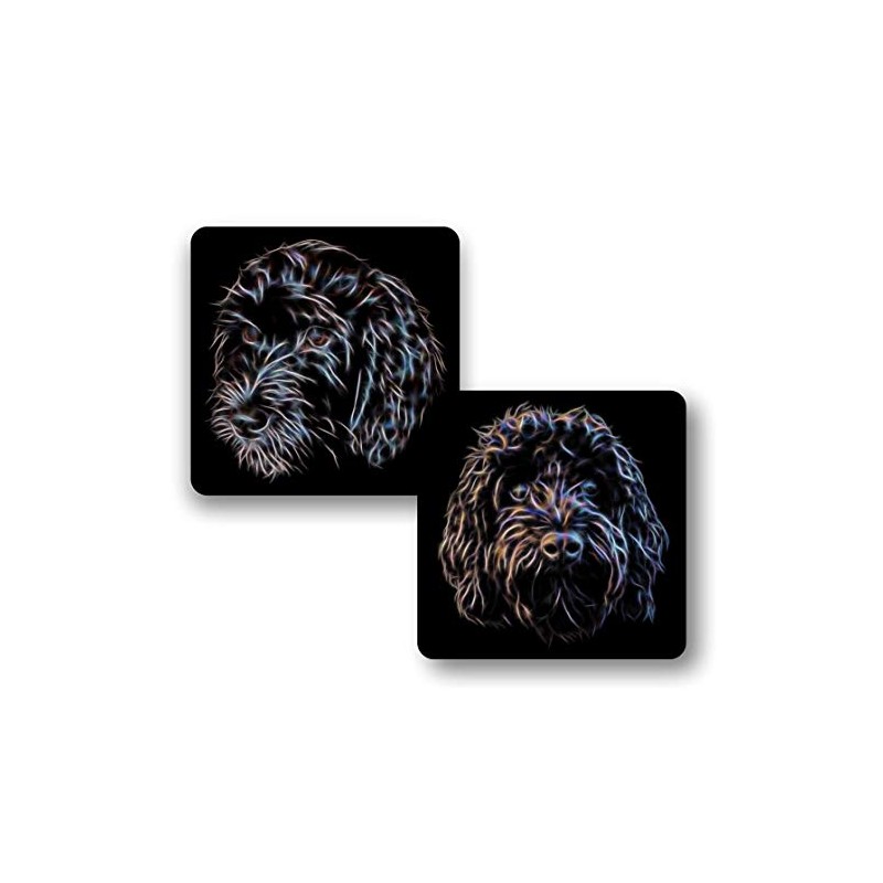 Fractal Artworks Cockapoo Coaster Set with Fractal Art Design. Black