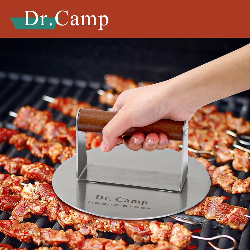 Dr.Camp 7 INCH Stainless Steel Smash,Burger Press,Burger Smasher,Hamburger Press,Patty Smasher,
