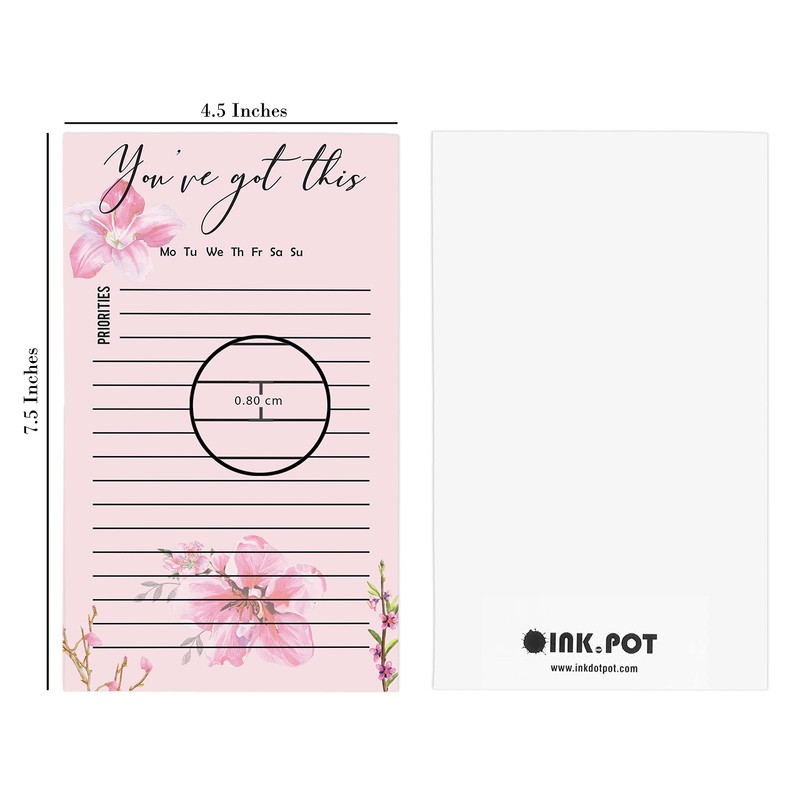 Inkdotpot Pack Of 2 Daily Planner List Undated Notepads, Memo