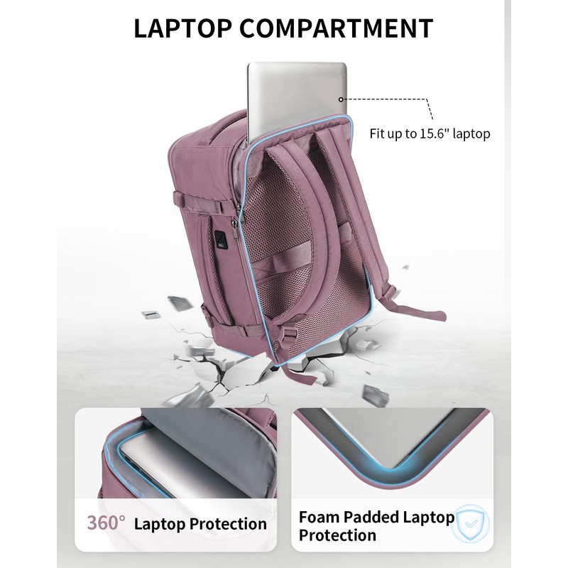 ECOHUB Travel Backpack for Women, Carry on Backpack with USB
