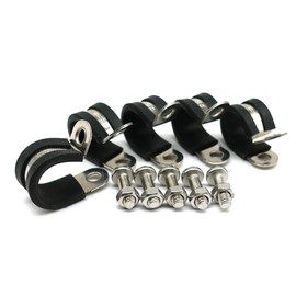 SANTIE - Paquete de 5 abrazaderas de cable de identificación de 5/16 pulgadas, abrazadera de bucle de amortiguación de vibración ajustada en acero inoxidable 304 con cojín de goma