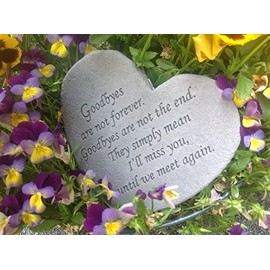 Kay Berry Goodbyes are Not Forever Heart Shaped Memorial Stone (Grey)