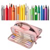 Pencil Pouch With 3 Compartments Large Capacity Double Opening Soft