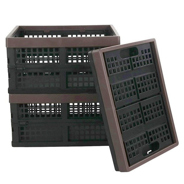 Kekow 15 L Black Plastic Collapsible Storage Basket, Folding Crates Storage, Set of 3