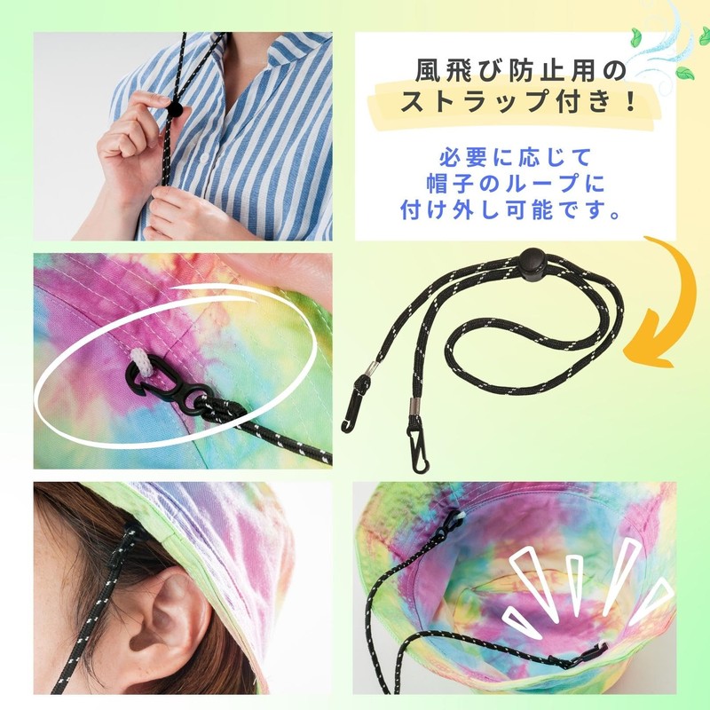 [3world] Bucket Hat, Bakaiha, Tie-Dye Dye, Pushing Activity, Festival, Outdoor,