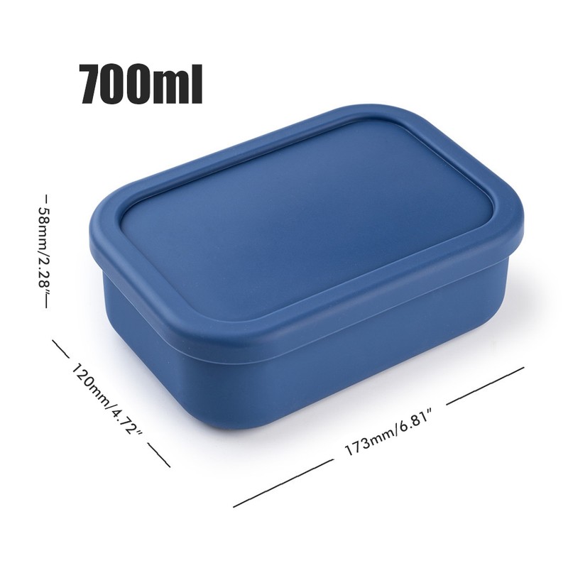 Silicone Bento Lunch Box Portable Reusable 3 Compartment Microwaveable Bento