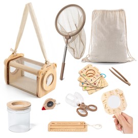 KDSFT Wooden Bug Catcher for Kids, Outdoor Explorer Bug Catching Kit with Butterfly Kit, Bug Habitat & Magnifying Glass, Adventure Set for Backyard & Camping, Outdoor Toys for Toddlers 3+ Years