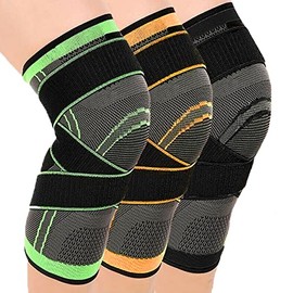 Botanique Knee Brace Support Sleeve Compression Strap Adjustable for Chronic Joint Arthritis Pain, Ligament Cartilage, Tendinitis, Muscle Pain Inflammation (Single) Unisex (Black, Large)