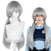 Long Gray Ponytail Wig for Women Silver Grey Cosplay Wig