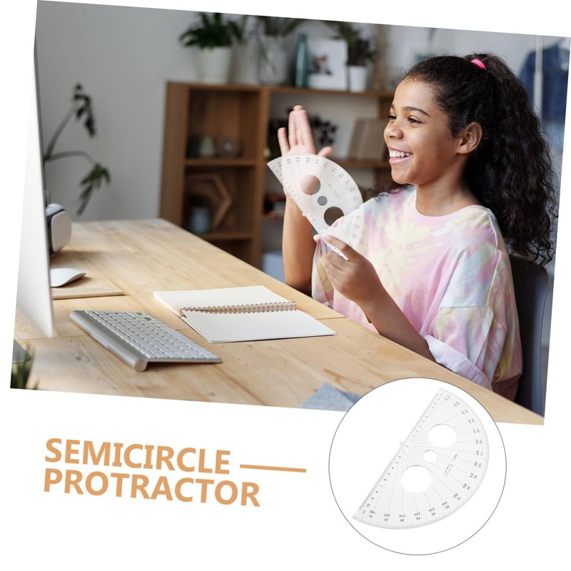 Operitacx 180 Degree Plastic Protractor Math Circle Drawing Tool School