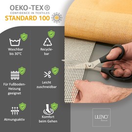 LILENO HOME Non-Slip Carpet Underlay [60 x 120 cm] Made of Fibreglass - Non-Slip Mat Can Be Cut to Size - Non-Slip Mat Carpet Stopper - Universal Carpet Underlay - Non-Slip Mat Carpet Stopper