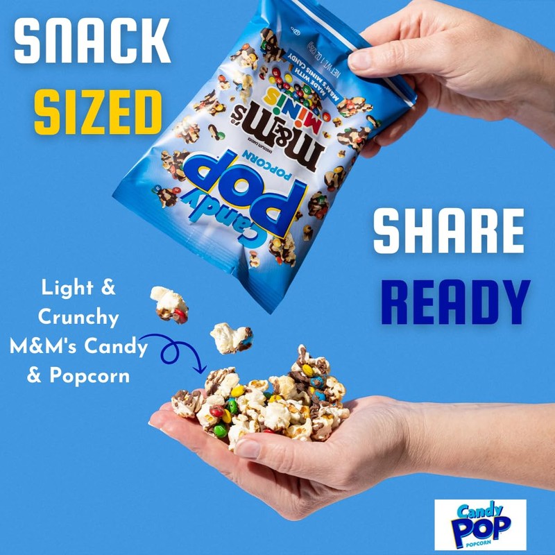 Candy Pop M&Ms Minis Candy Coated Popcorn (5.25oz bags, 1-Pack)