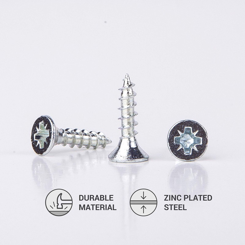 Zinc Plated Steel Wood Screws 3.5 x 15mm Pozi Drive