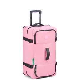 United Colors of Benetton Now Two Wheeled Rolling Duffel Bag, Pink, Checked Luggage 24 Inch