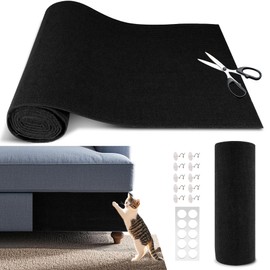 Cat Scratch Furniture Protector, 39.4"x15.8" Self Adhesive Cat Scratch Mat Pad,Cut to Fit DIY Replacement Carpet for Tree,Wall,Bed,Door, Couch Protector (Black)