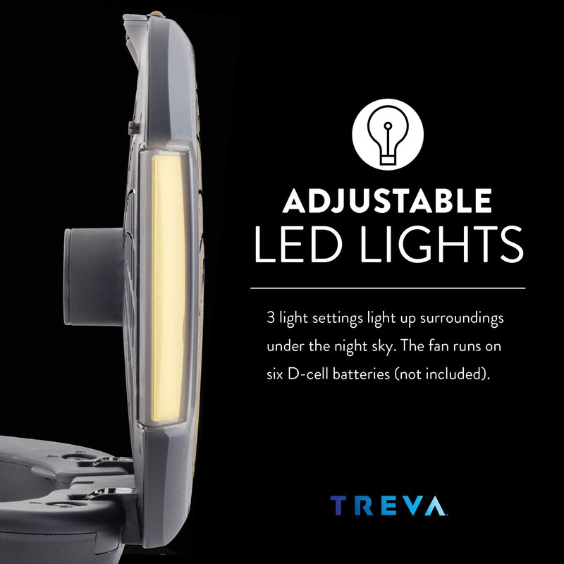 O2COOL Treva 10 Inch Portable Fan with LED Lights -